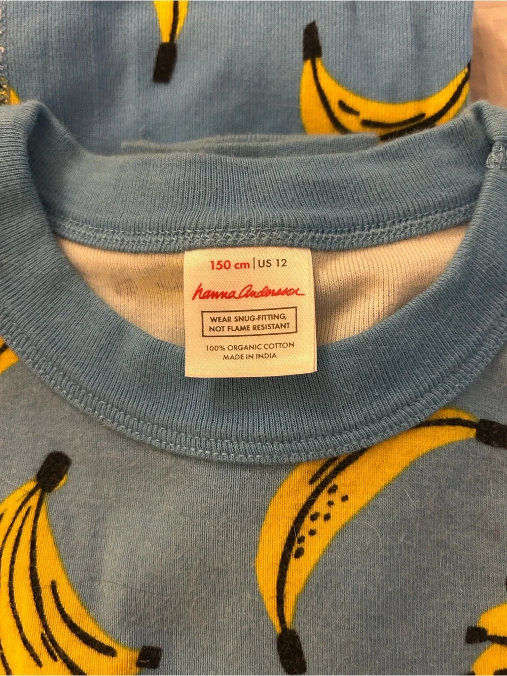 Hanna Andersson Blue Banana Print Kids Pajamas
